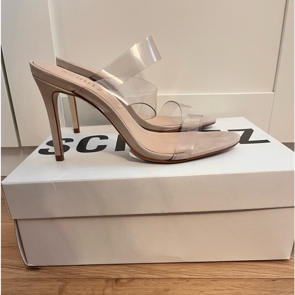 SCHUTZ Clear and Nude Heels